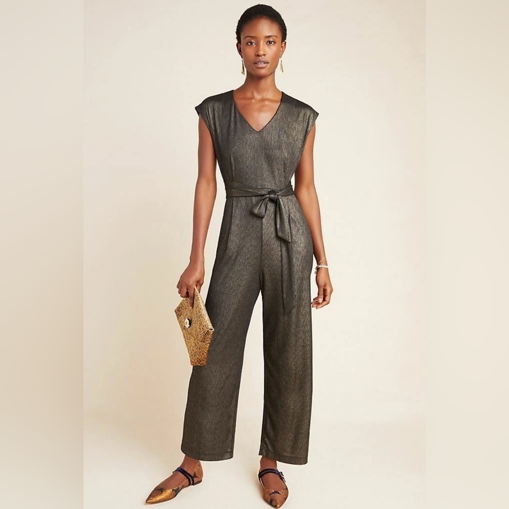 NWT Anthropologie Bishop + Young Pandita Metallic Jumpsuit, Size XS